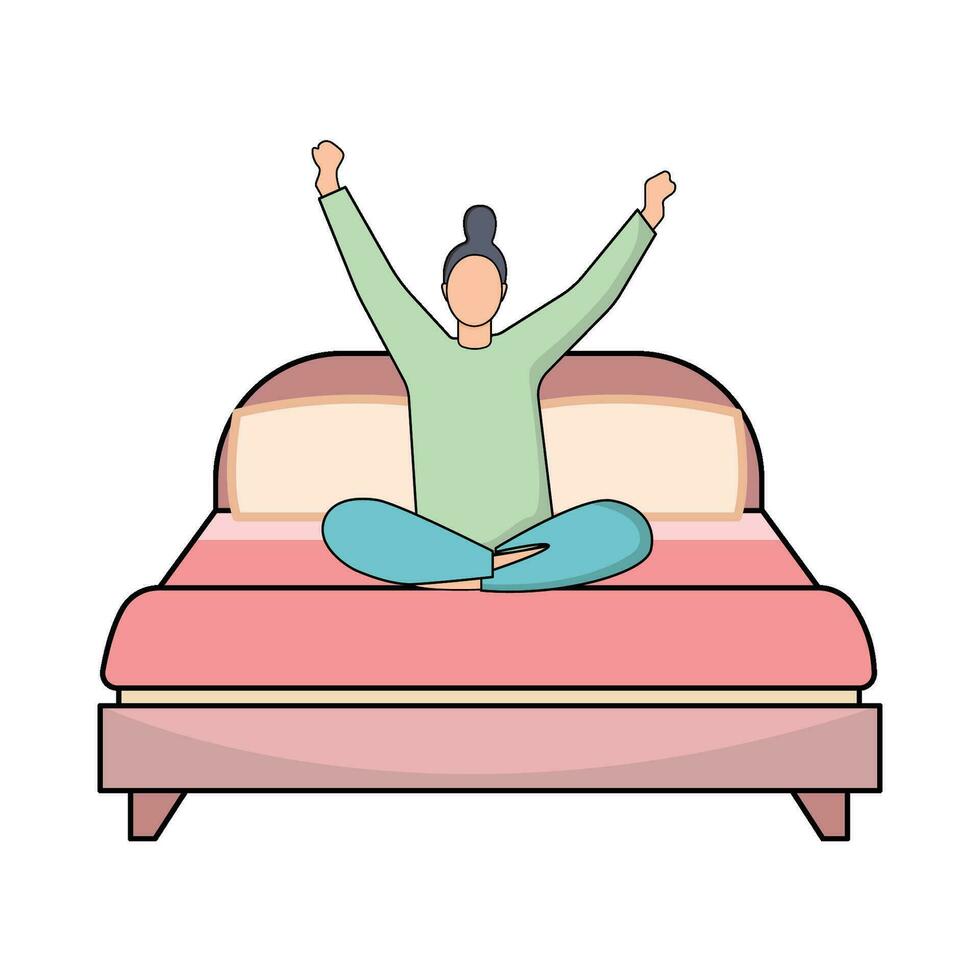 persoon wakker worden omhoog in dubbele bed illustratie vector