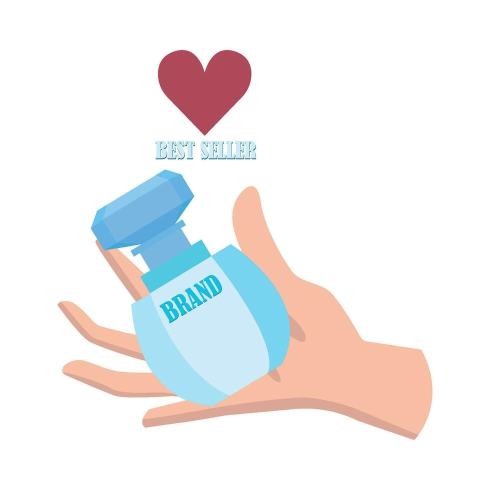 fles parfum verstuiven in hand- illustratie vector