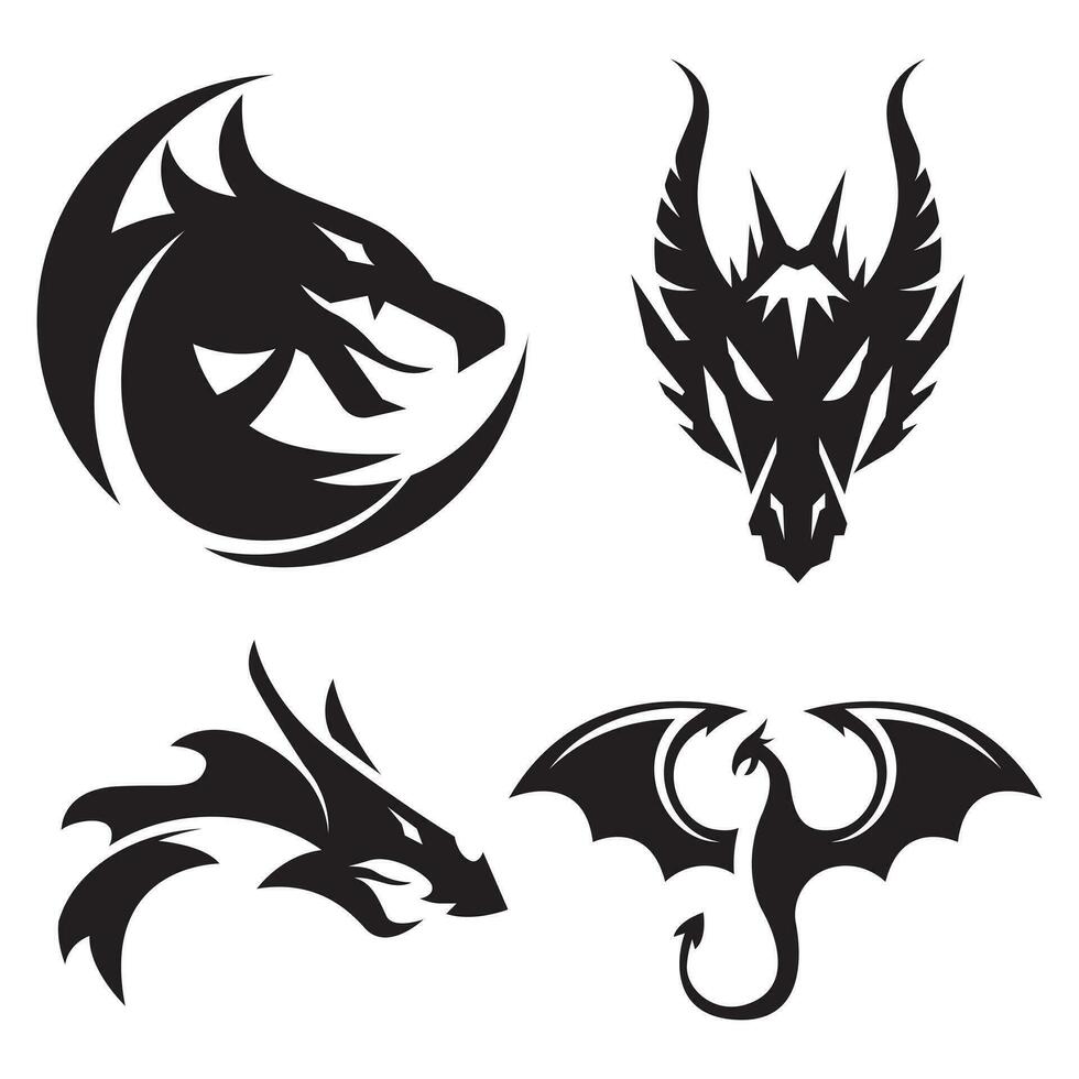 verzameling van draak silhouet logo's. modern draak logo variaties vector