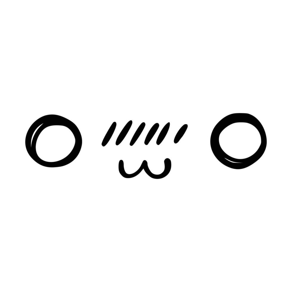 kawaii's schattig gezicht. manga-stijl ogen en mond. grappig tekenfilm Japans emoticon in verschillend uitdrukkingen, mega groot set. uitdrukking anime karakter en emoticon gezicht illustratie. achtergrond. afdrukken. vector