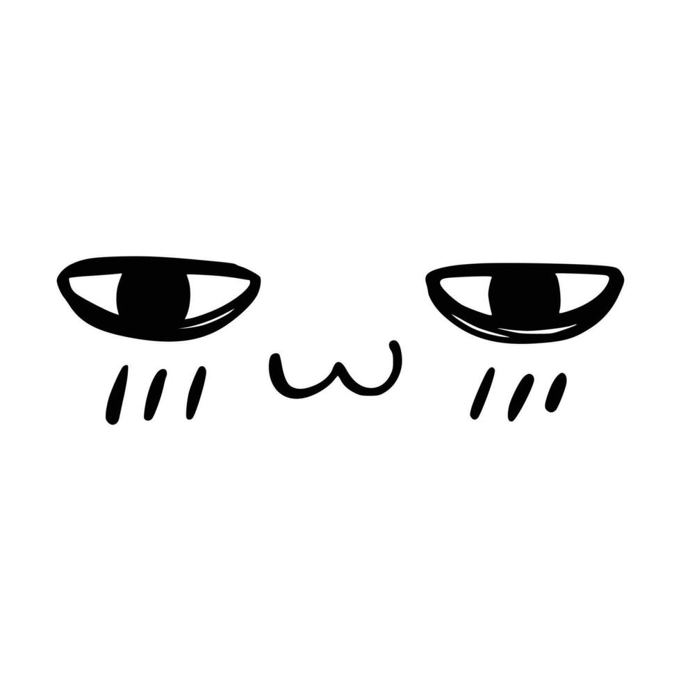 kawaii's schattig gezicht. manga-stijl ogen en mond. grappig tekenfilm Japans emoticon in verschillend uitdrukkingen, mega groot set. uitdrukking anime karakter en emoticon gezicht illustratie. achtergrond. afdrukken. vector