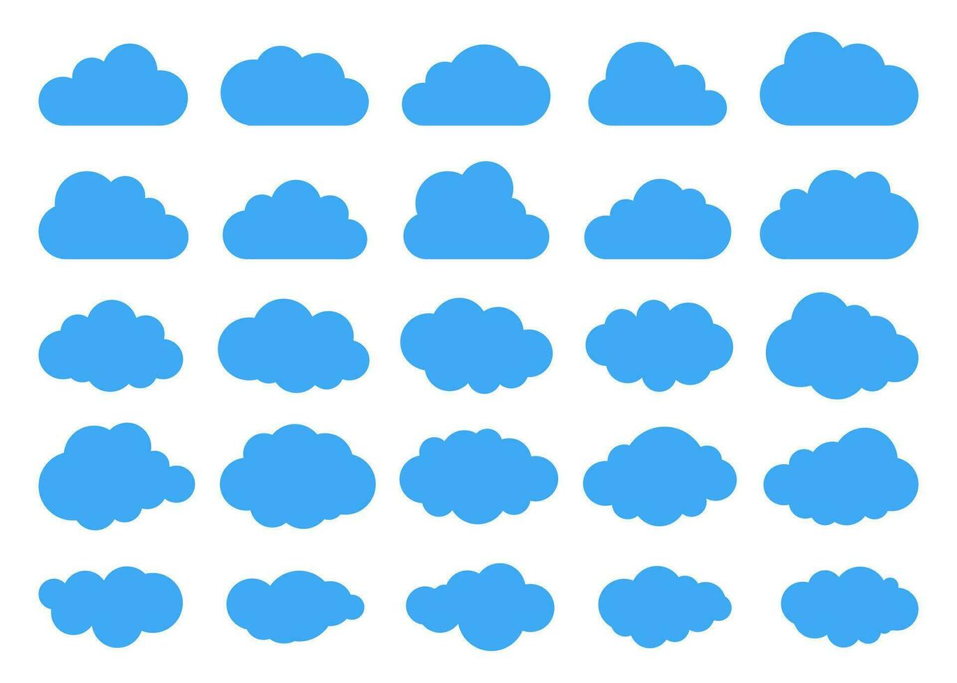 wolken silhouetten. vector reeks van wolken vormen. verzameling van divers vormen en contouren. ontwerp elementen voor de weer voorspelling, web koppel of wolk opslagruimte toepassingen