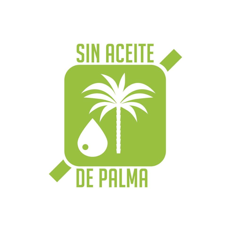 palm olie vrij icoon geschreven in Spaans vector