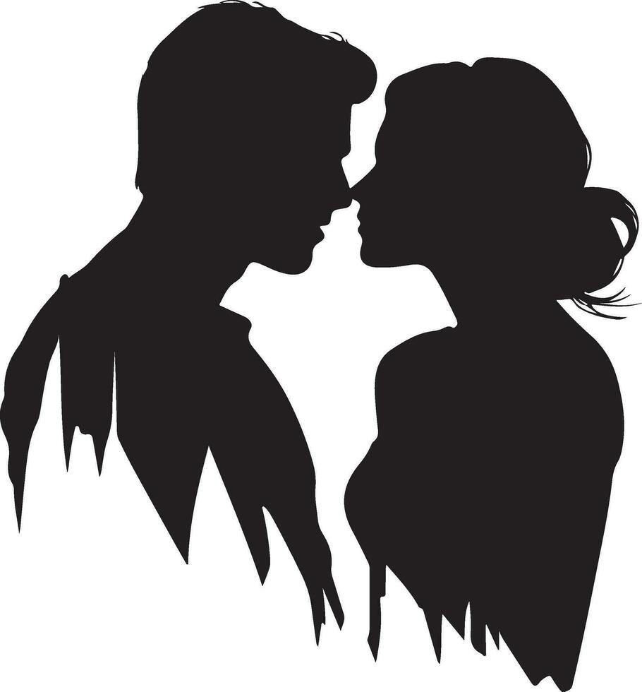 handgemaakt schetsen Mens en een vrouw kus silhouet vector