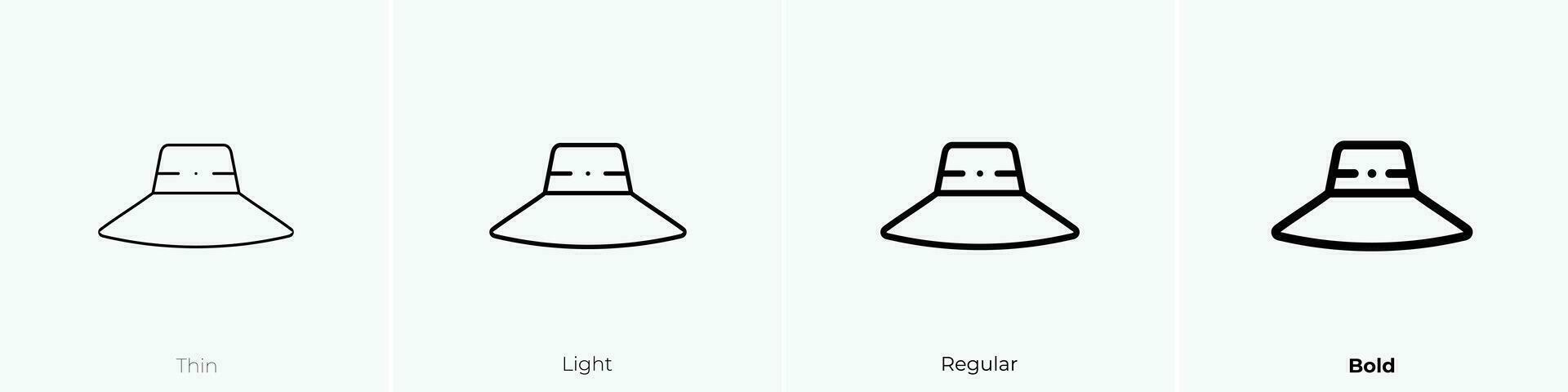 Pamela hoed icoon. dun, licht, regelmatig en stoutmoedig stijl ontwerp geïsoleerd Aan wit achtergrond vector