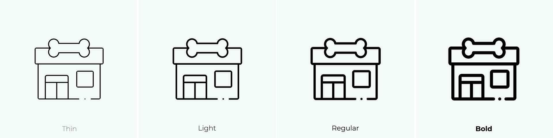 huisdier winkel icoon. dun, licht, regelmatig en stoutmoedig stijl ontwerp geïsoleerd Aan wit achtergrond vector