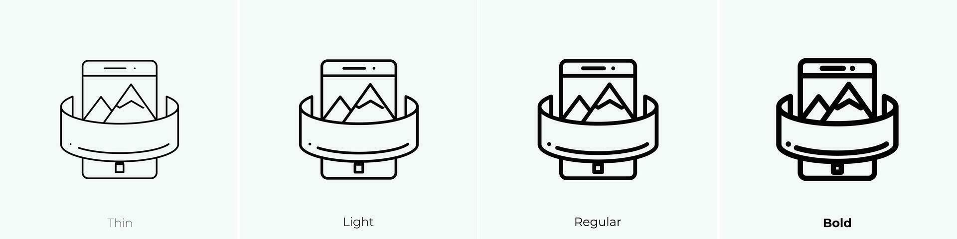 panoramisch icoon. dun, licht, regelmatig en stoutmoedig stijl ontwerp geïsoleerd Aan wit achtergrond vector