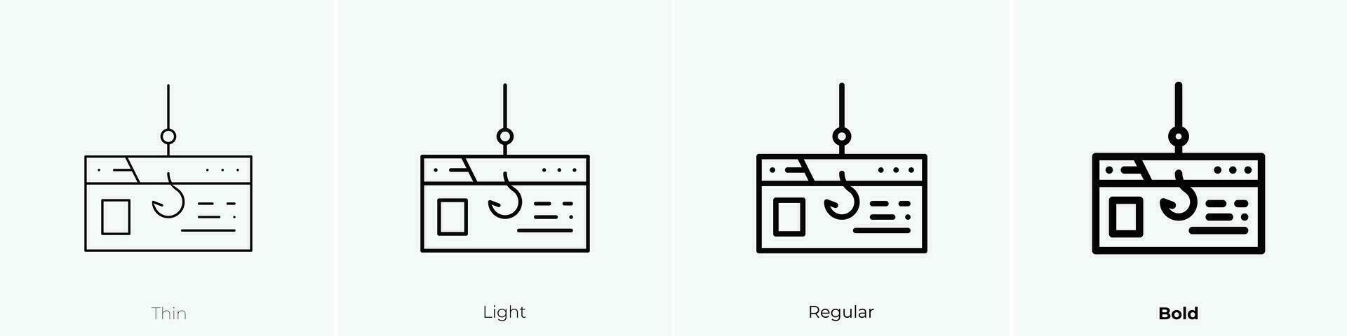 phishing icoon. dun, licht, regelmatig en stoutmoedig stijl ontwerp geïsoleerd Aan wit achtergrond vector