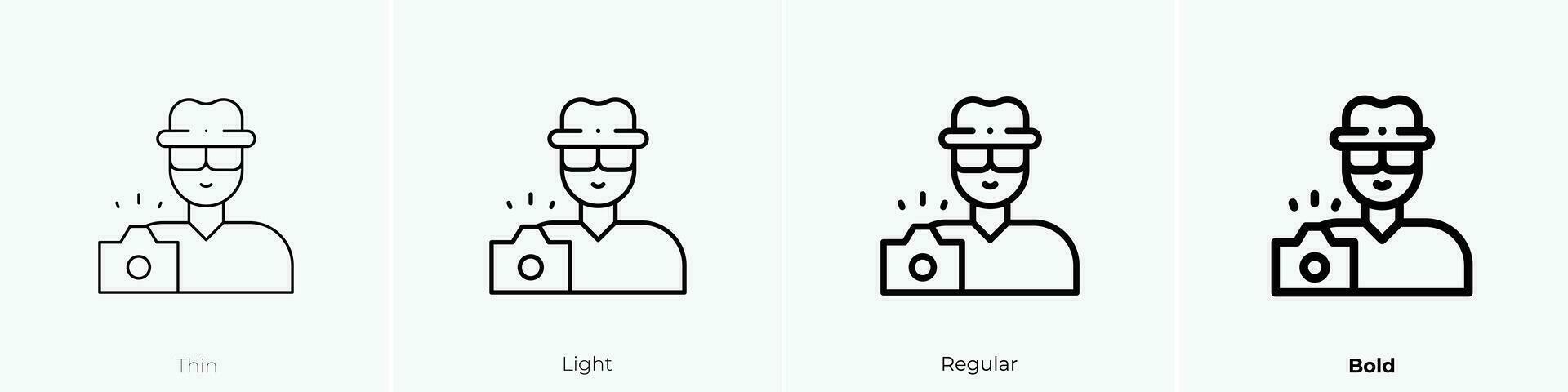 paparazzi icoon. dun, licht, regelmatig en stoutmoedig stijl ontwerp geïsoleerd Aan wit achtergrond vector