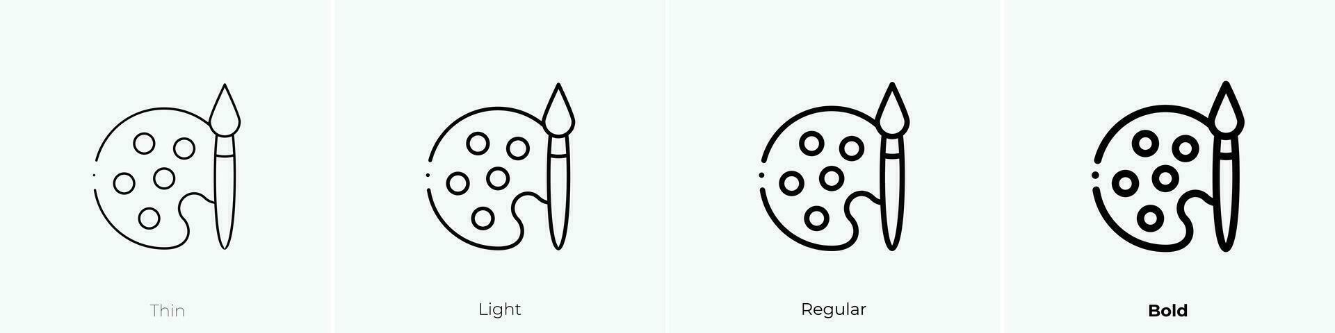 verf palet icoon. dun, licht, regelmatig en stoutmoedig stijl ontwerp geïsoleerd Aan wit achtergrond vector