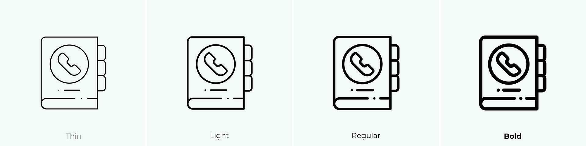 telefoonboek icoon. dun, licht, regelmatig en stoutmoedig stijl ontwerp geïsoleerd Aan wit achtergrond vector