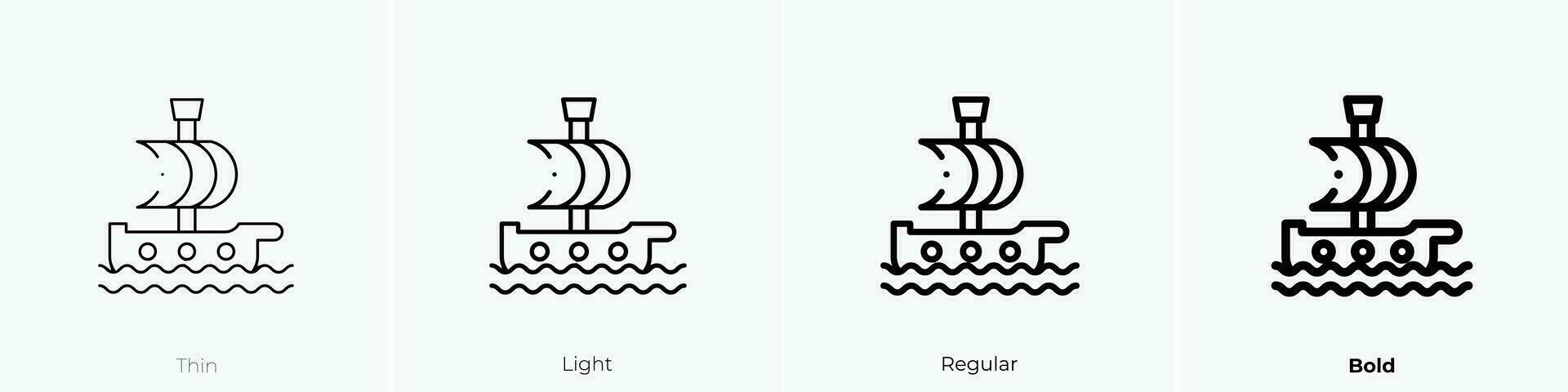 piraat schip icoon. dun, licht, regelmatig en stoutmoedig stijl ontwerp geïsoleerd Aan wit achtergrond vector