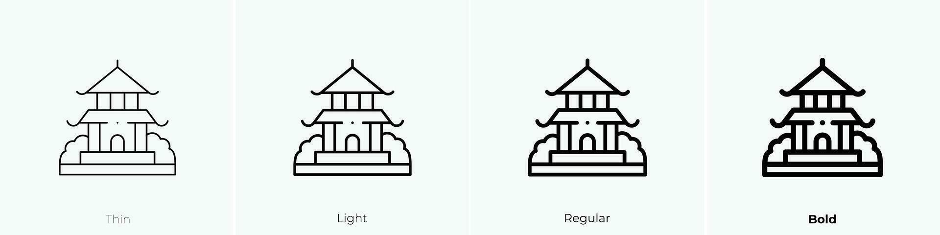 pagode icoon. dun, licht, regelmatig en stoutmoedig stijl ontwerp geïsoleerd Aan wit achtergrond vector