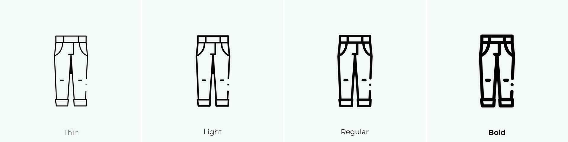 broek icoon. dun, licht, regelmatig en stoutmoedig stijl ontwerp geïsoleerd Aan wit achtergrond vector