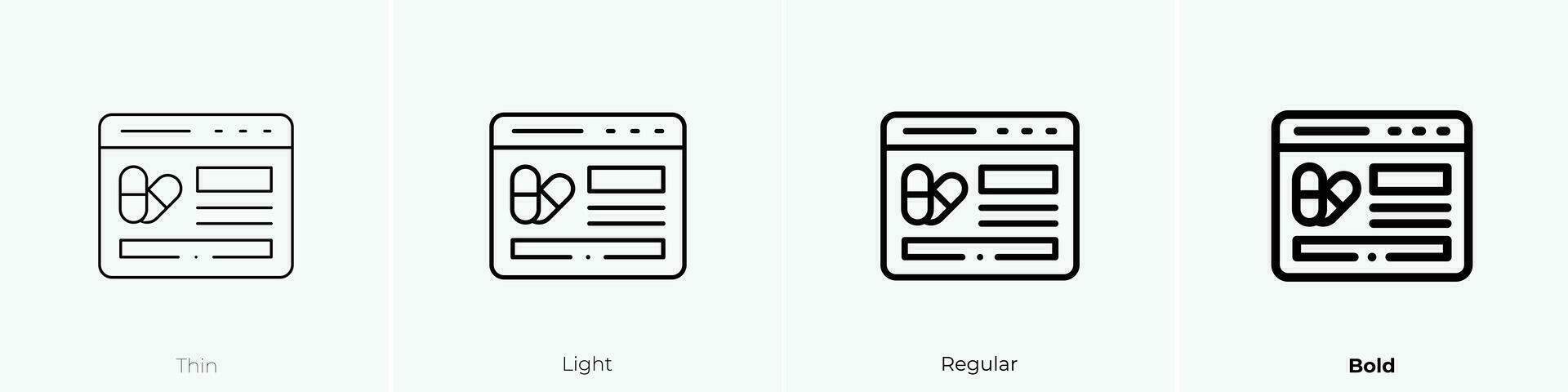 pillen icoon. dun, licht, regelmatig en stoutmoedig stijl ontwerp geïsoleerd Aan wit achtergrond vector