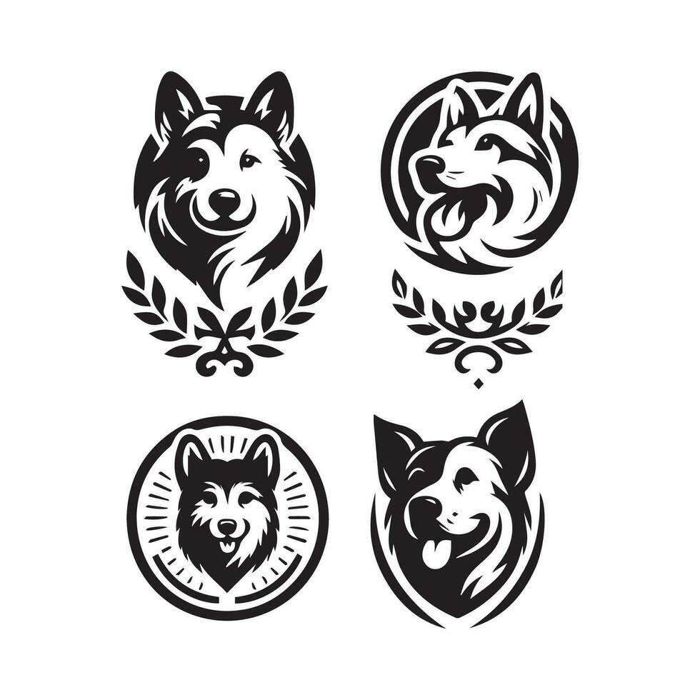 hond hoofd icoon. vlak stijl. tekenfilm hond gezicht. vector illustratie. silhouet gemakkelijk. dier logotype concept. logo ontwerp sjabloon.