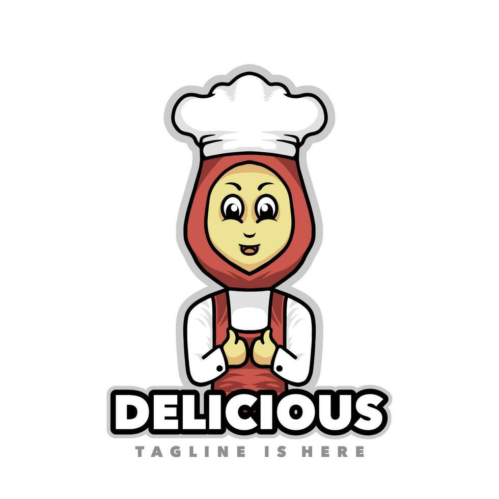 schattig chef hijab mascotte logo vector