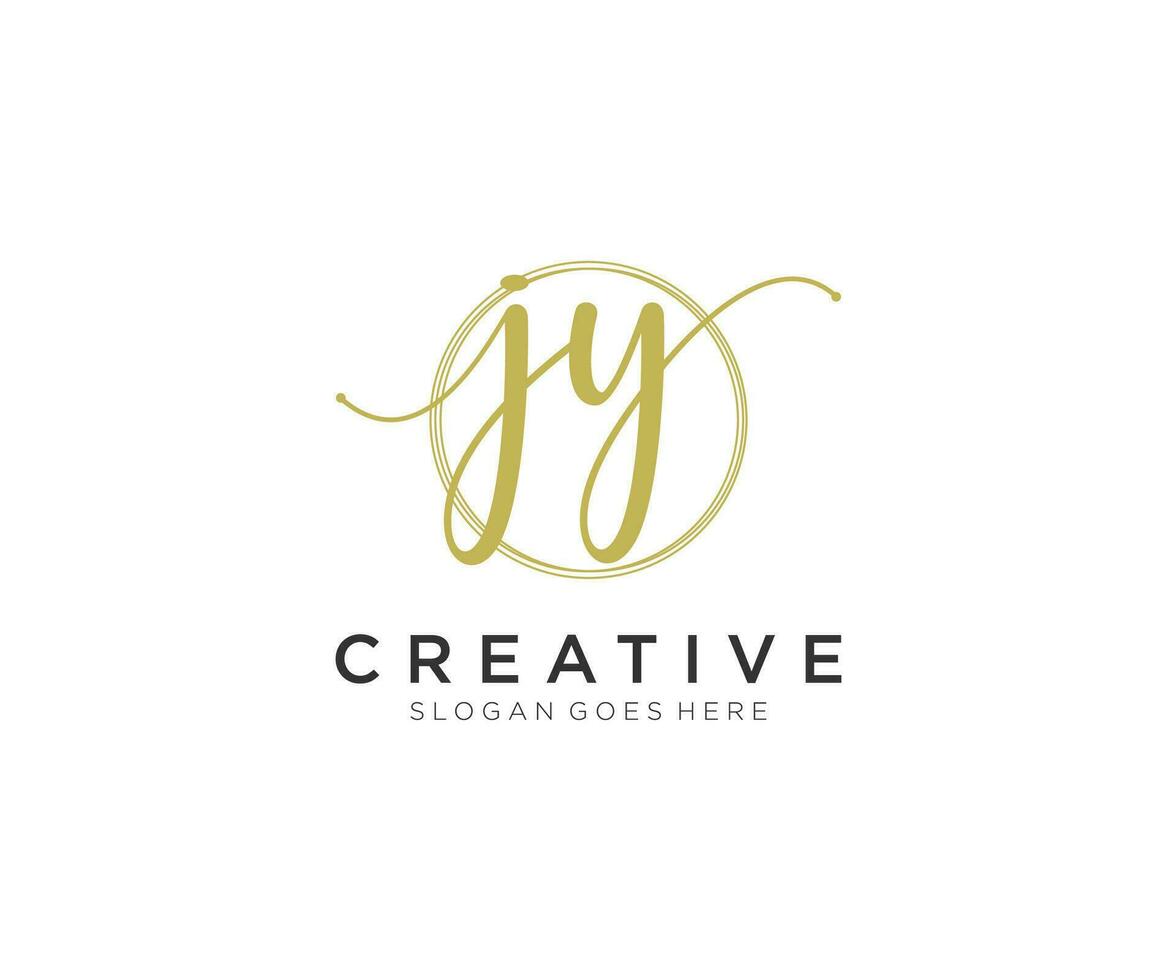 eerste jy vrouwelijk logo schoonheid monogram en elegant logo ontwerp, handschrift logo van eerste handtekening, bruiloft, mode, bloemen en botanisch met creatief sjabloon. vector