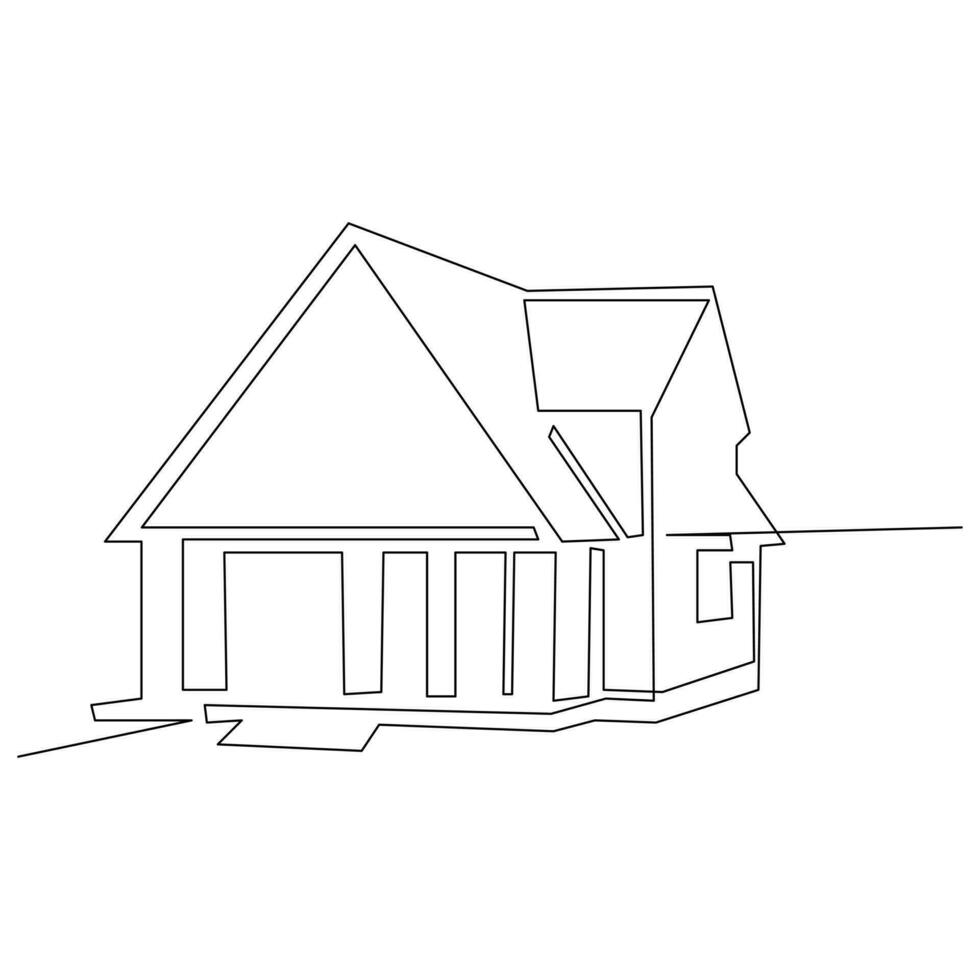 huis single lijn doorlopend schets vector kunst tekening en gemakkelijk een lijn huis minimalistische ontwerp