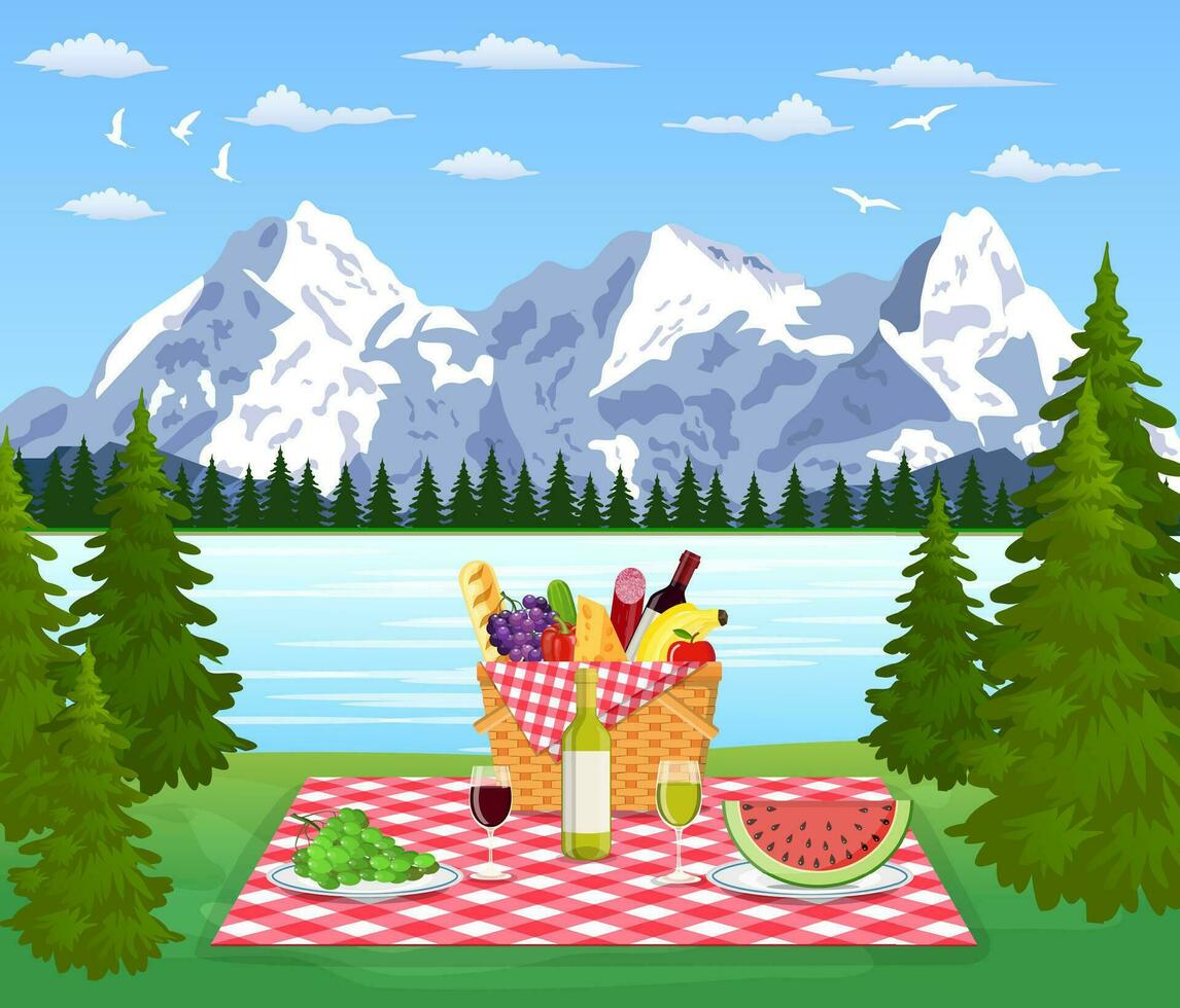 picknick in de bergen vector
