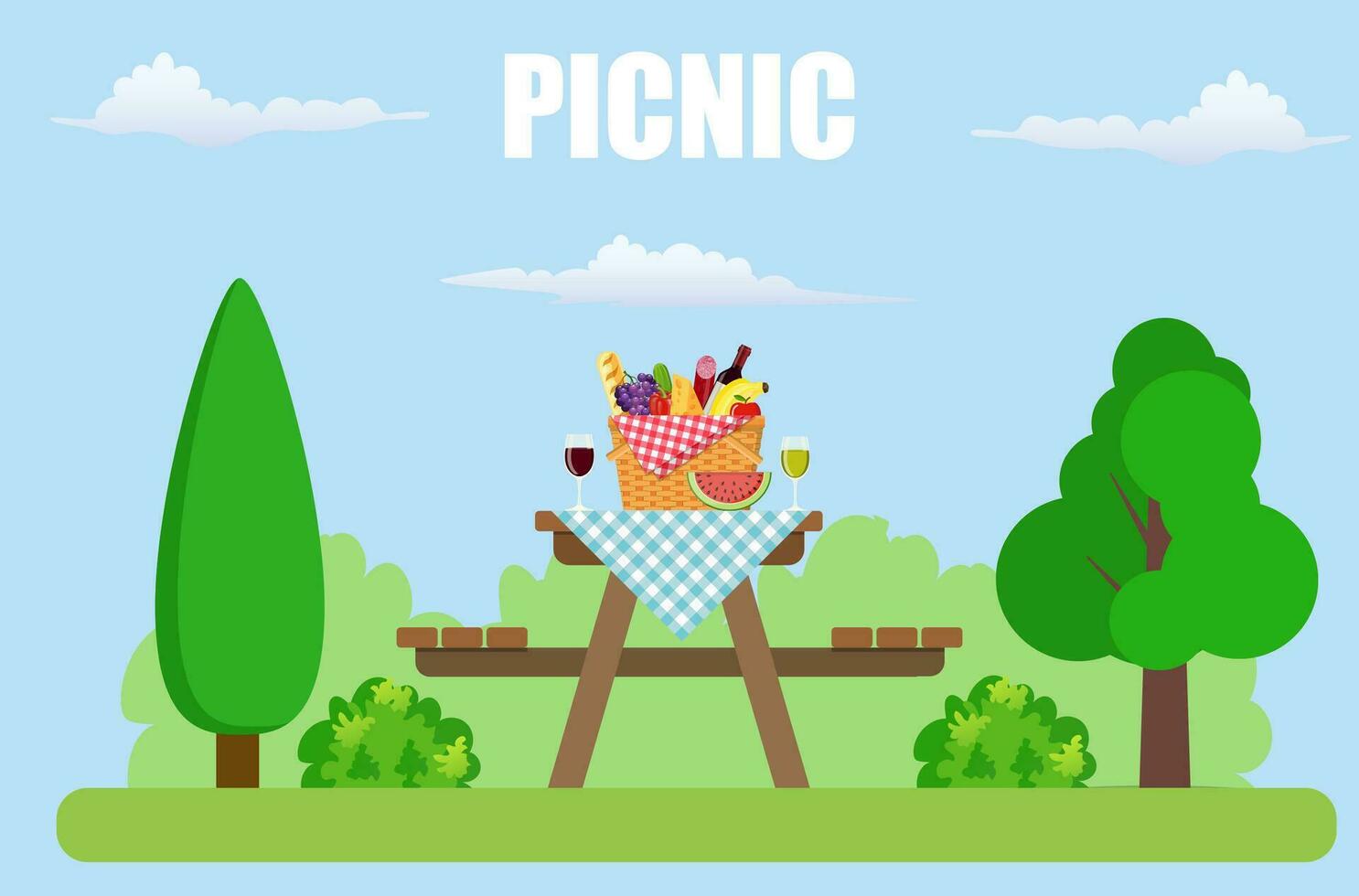 buitenshuis picknick in park vector