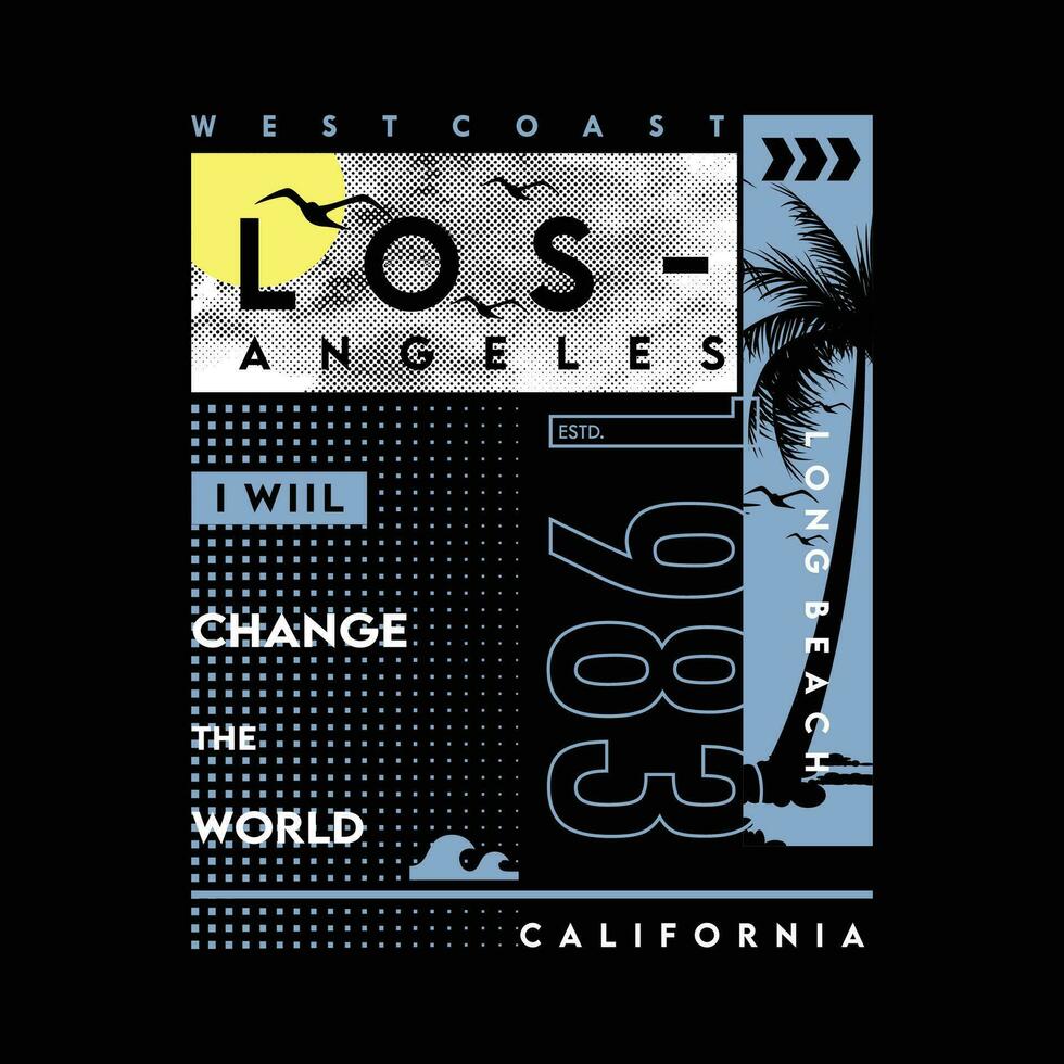 west kust los angeles grafisch ontwerp, typografie vector, illustratie, voor afdrukken t shirt, koel modern stijl vector