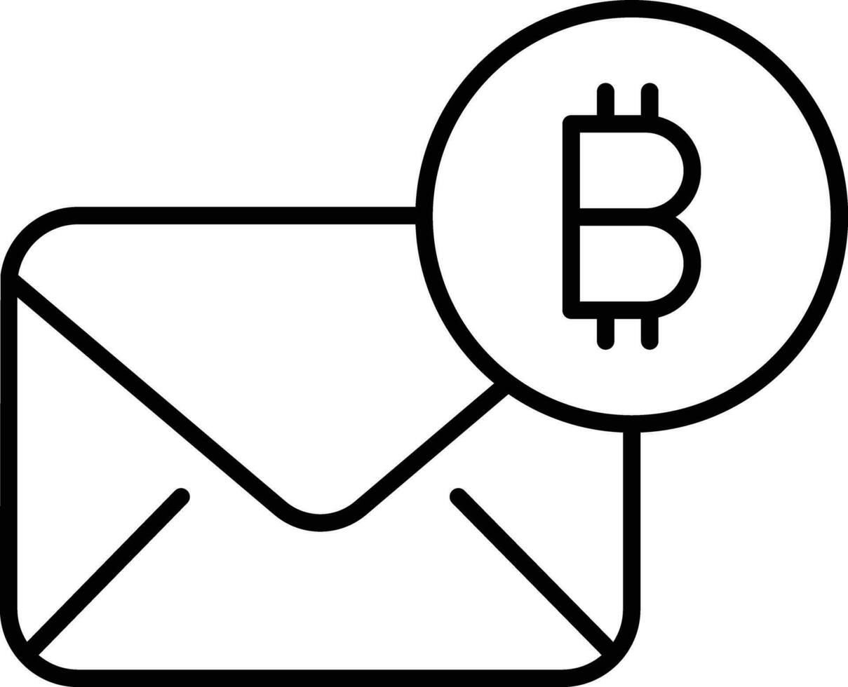 bitcoin mail schets vector illustratie icoon