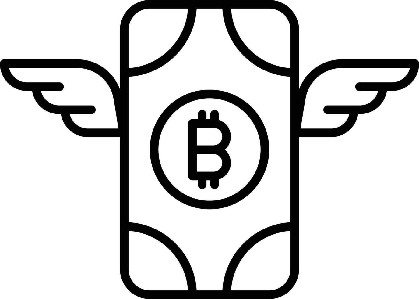 geld bitcoin Vleugels schets vector illustratie icoon