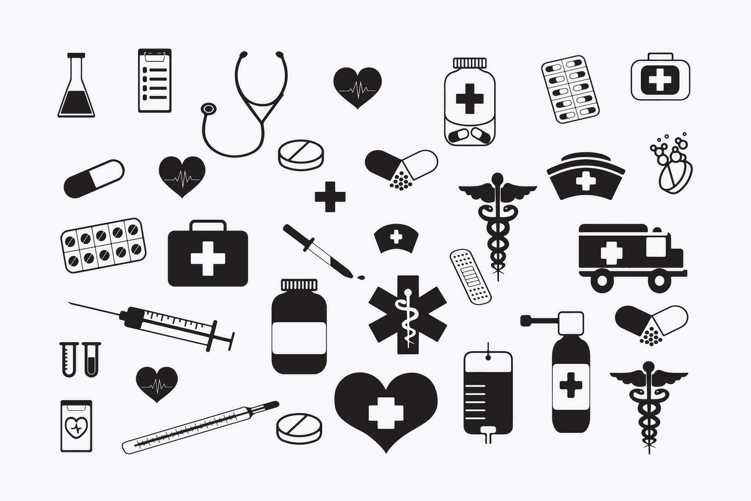 verzameling van dun lijnen pictogrammen - kan worden gebruikt voor ieder medisch en gezondheidszorg onderwerpen. vector