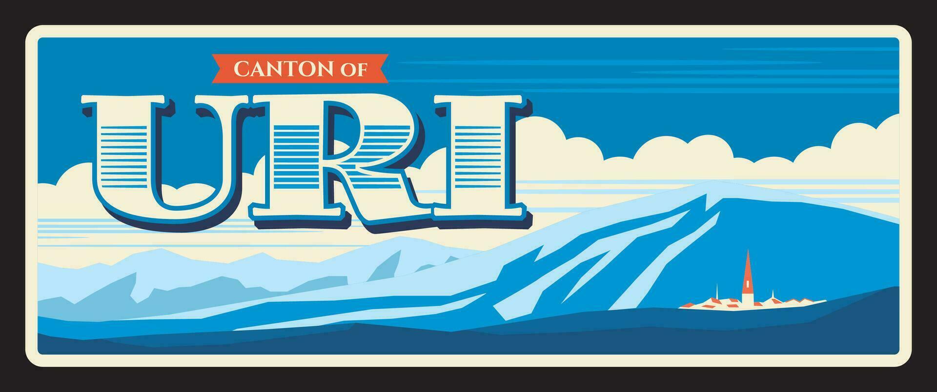 uri Zwitsers kanton blik teken, retro reizen bord vector