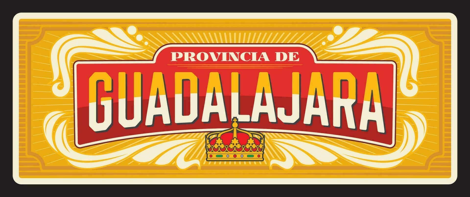 guadalajara Spanje provincie blik teken, reizen bord vector