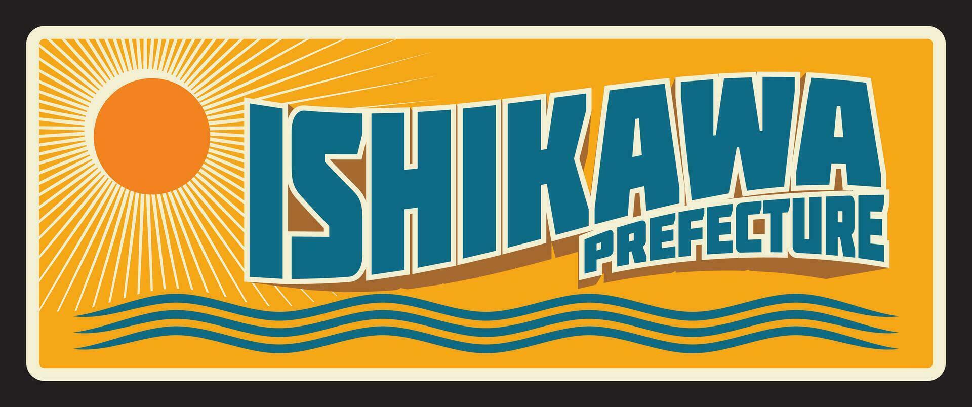 ishikawa Japan prefectuur retro reizen bord vector