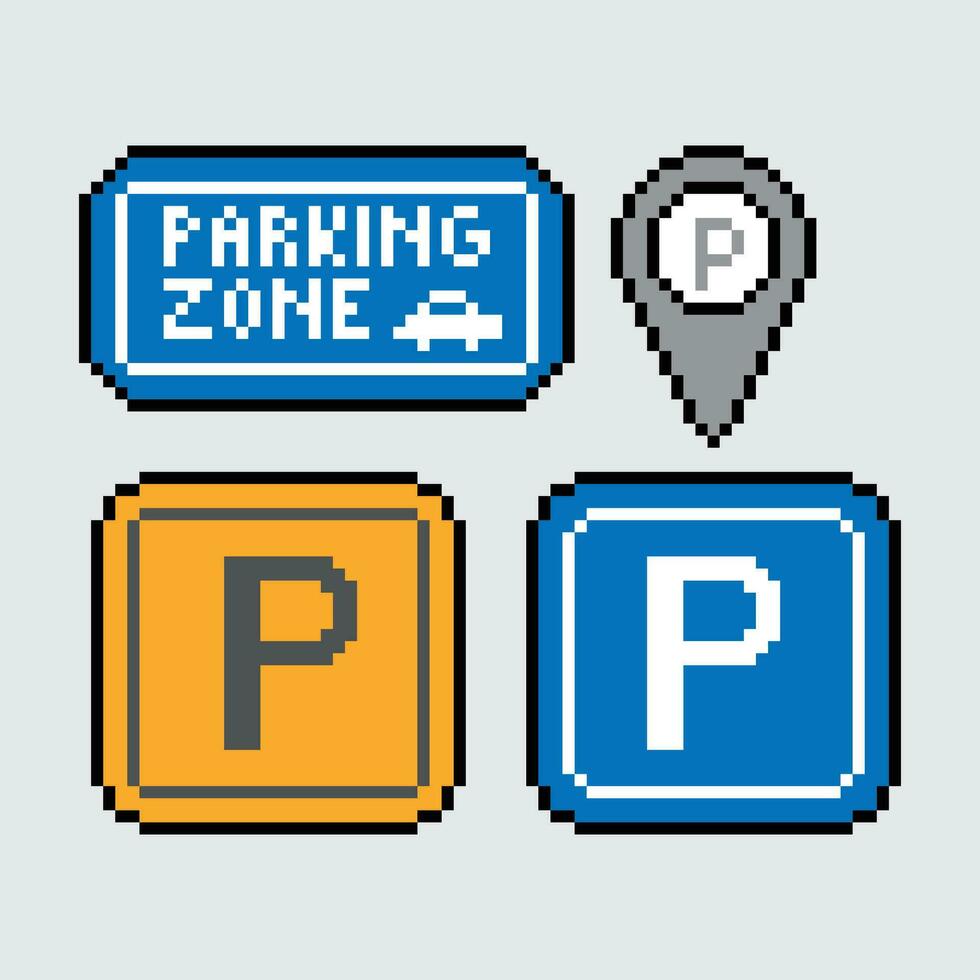 pixel parkeren zone teken vector