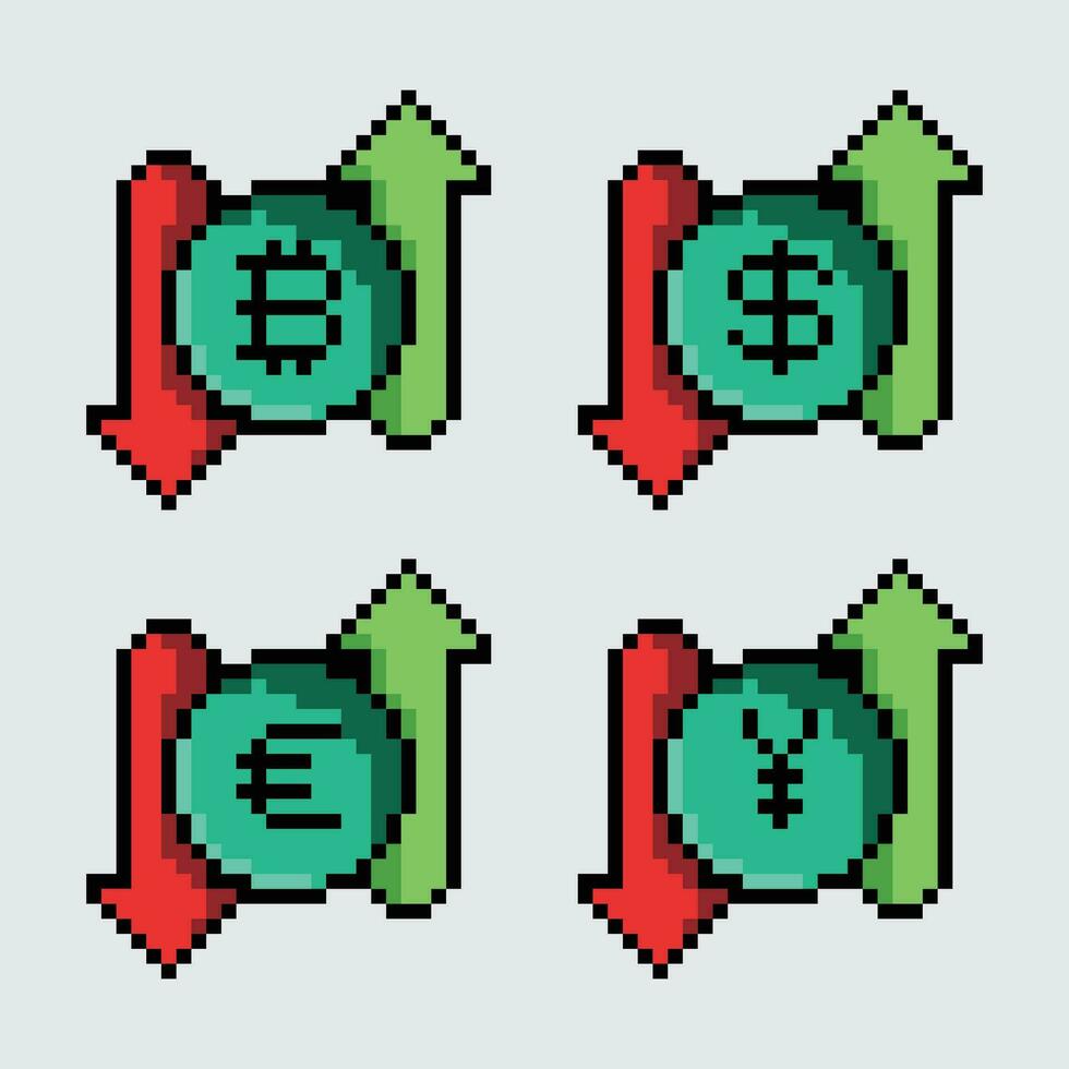 pixel pixel valuta pictogrammen reeks vector illustratie