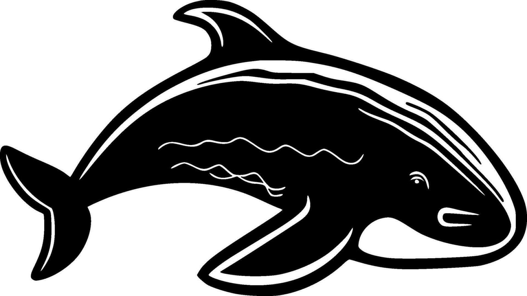 walvis - zwart en wit geïsoleerd icoon - vector illustratie