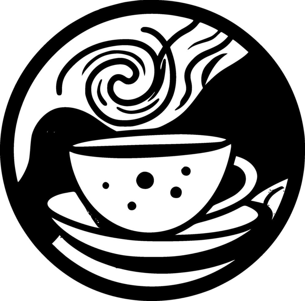 koffie - zwart en wit geïsoleerd icoon - vector illustratie