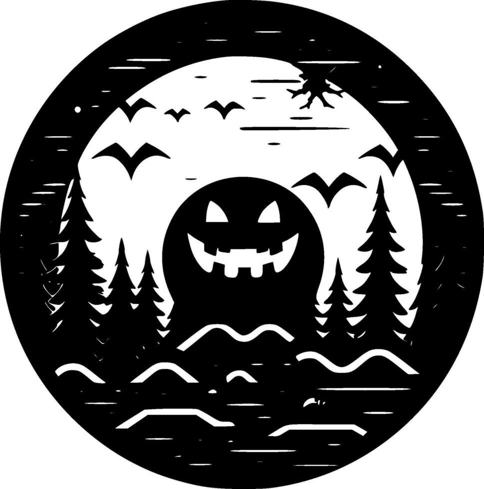 halloween - zwart en wit geïsoleerd icoon - vector illustratie