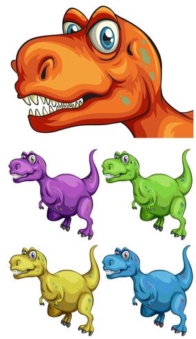 T-Rex in verschillende kleuren vector