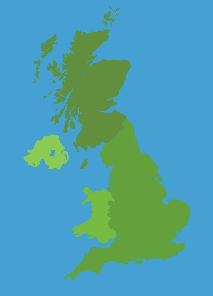 Brittannië vector kaart in groenschaal met Regio's