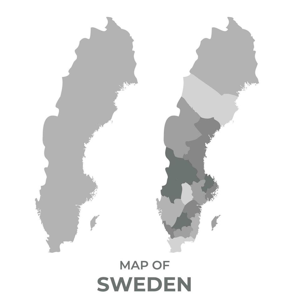 grijswaarden vector kaart van Zweden met Regio's en gemakkelijk vlak illustratie