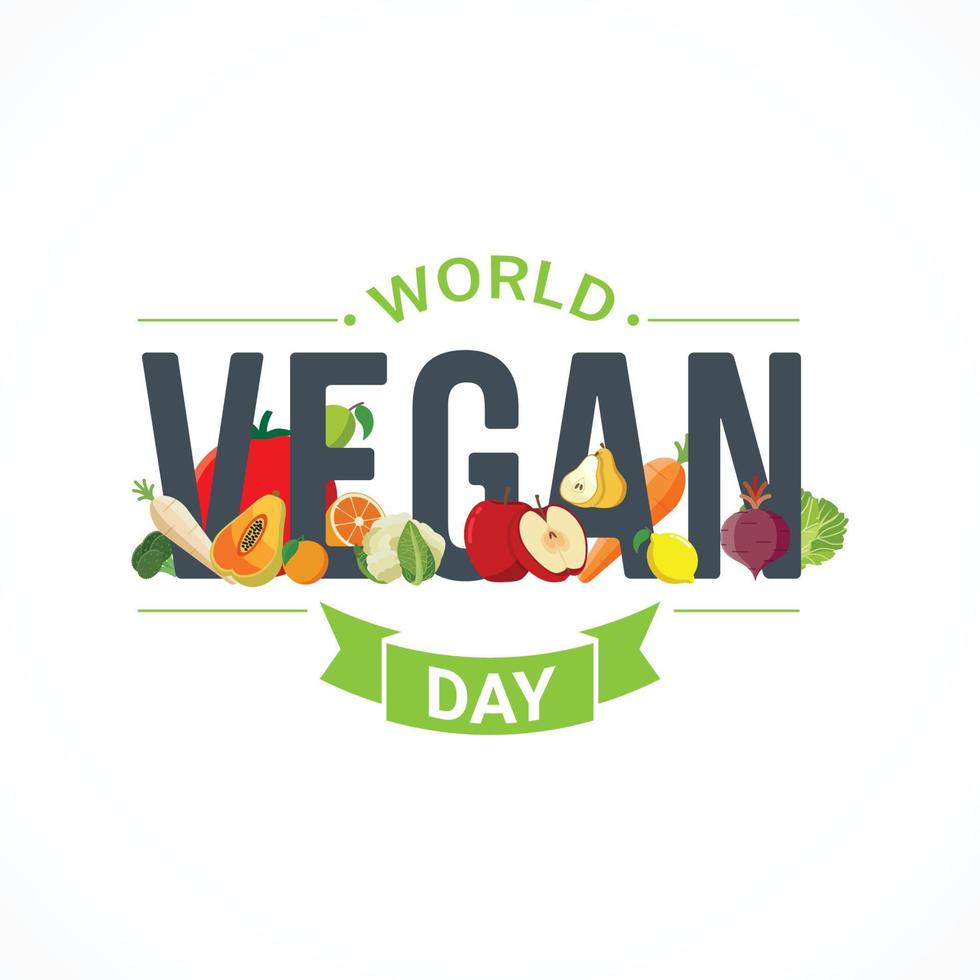 wereld vegan dag banner viering vectorafbeelding vector