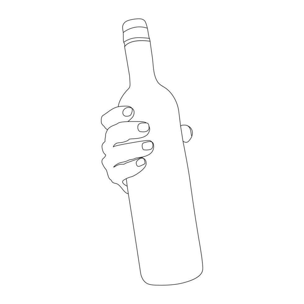 fles doorlopend lijn tekening. wijn fles lineair icoon. een lijn tekening achtergrond. vector illustratie