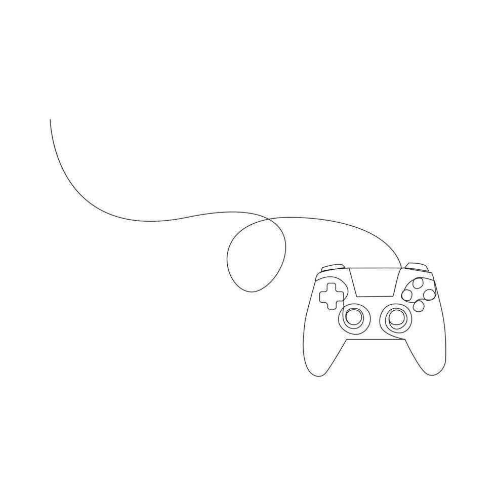 spel controleur single doorlopend lijn tekening video spellen speel station gaming controleur. een lijn trek grafisch ontwerp vector illustratie