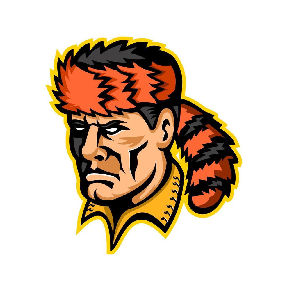 davy crockett side head mascotte vector