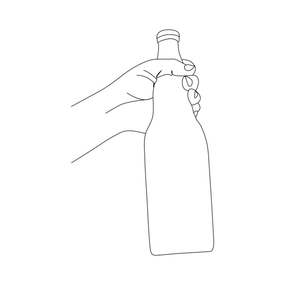 fles doorlopend lijn tekening. wijn fles lineair icoon. een lijn tekening achtergrond. vector illustratie