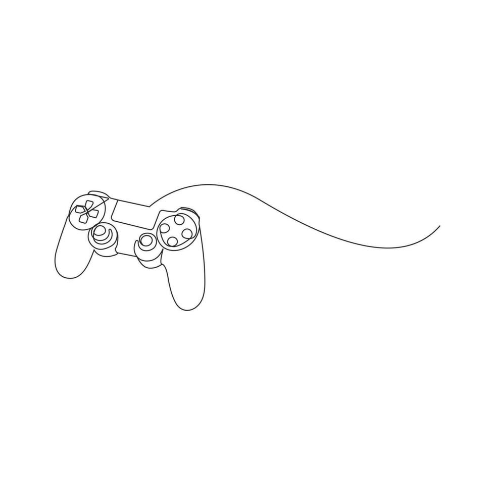 spel controleur single doorlopend lijn tekening video spellen speel station gaming controleur. een lijn trek grafisch ontwerp vector illustratie