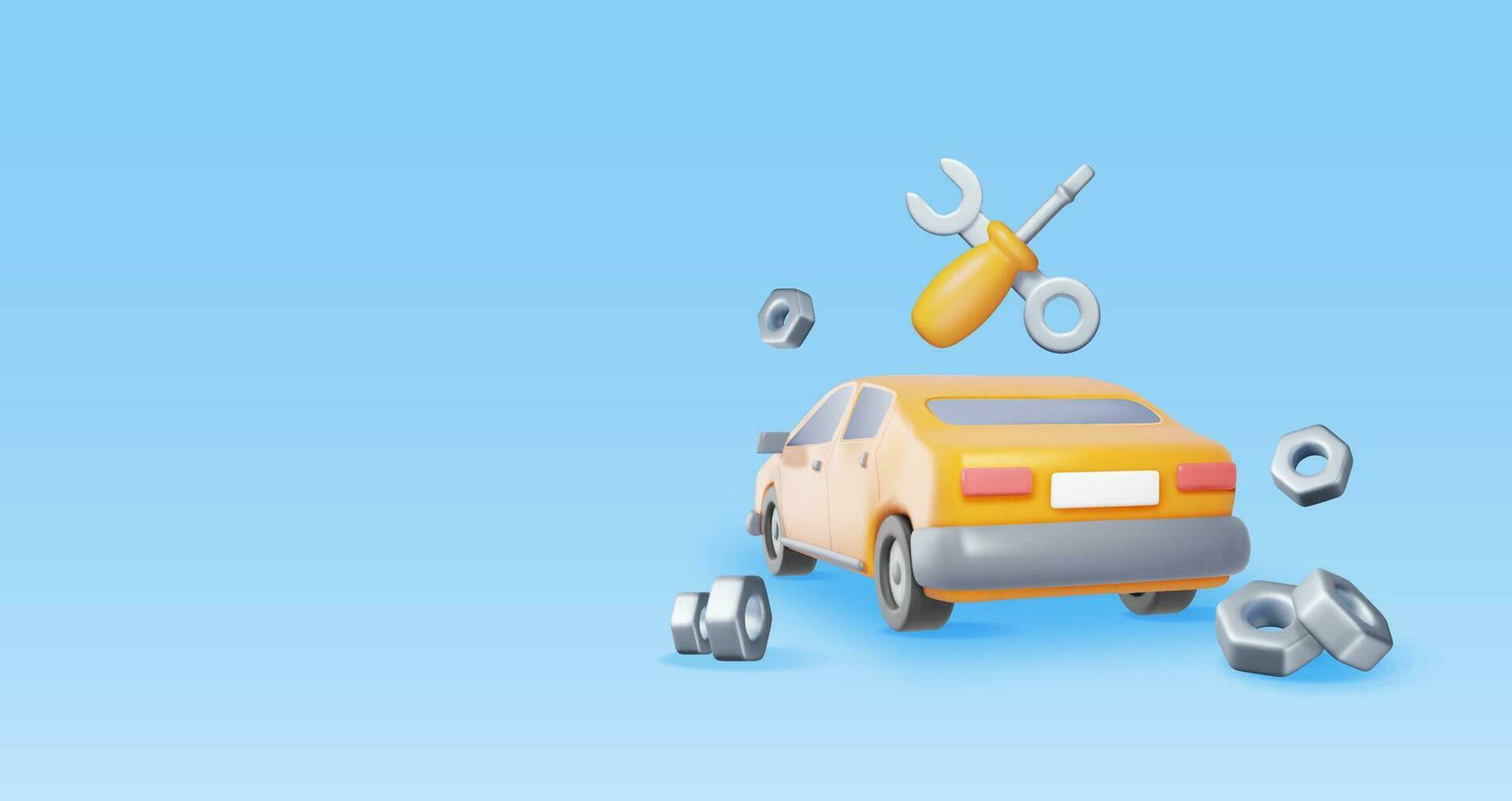 3d auto reparatie concept geïsoleerd vector