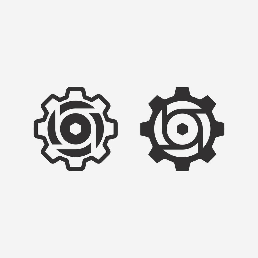 machine motor en zwaar uitrusting logos ontwerp icoon teken vector illustratie