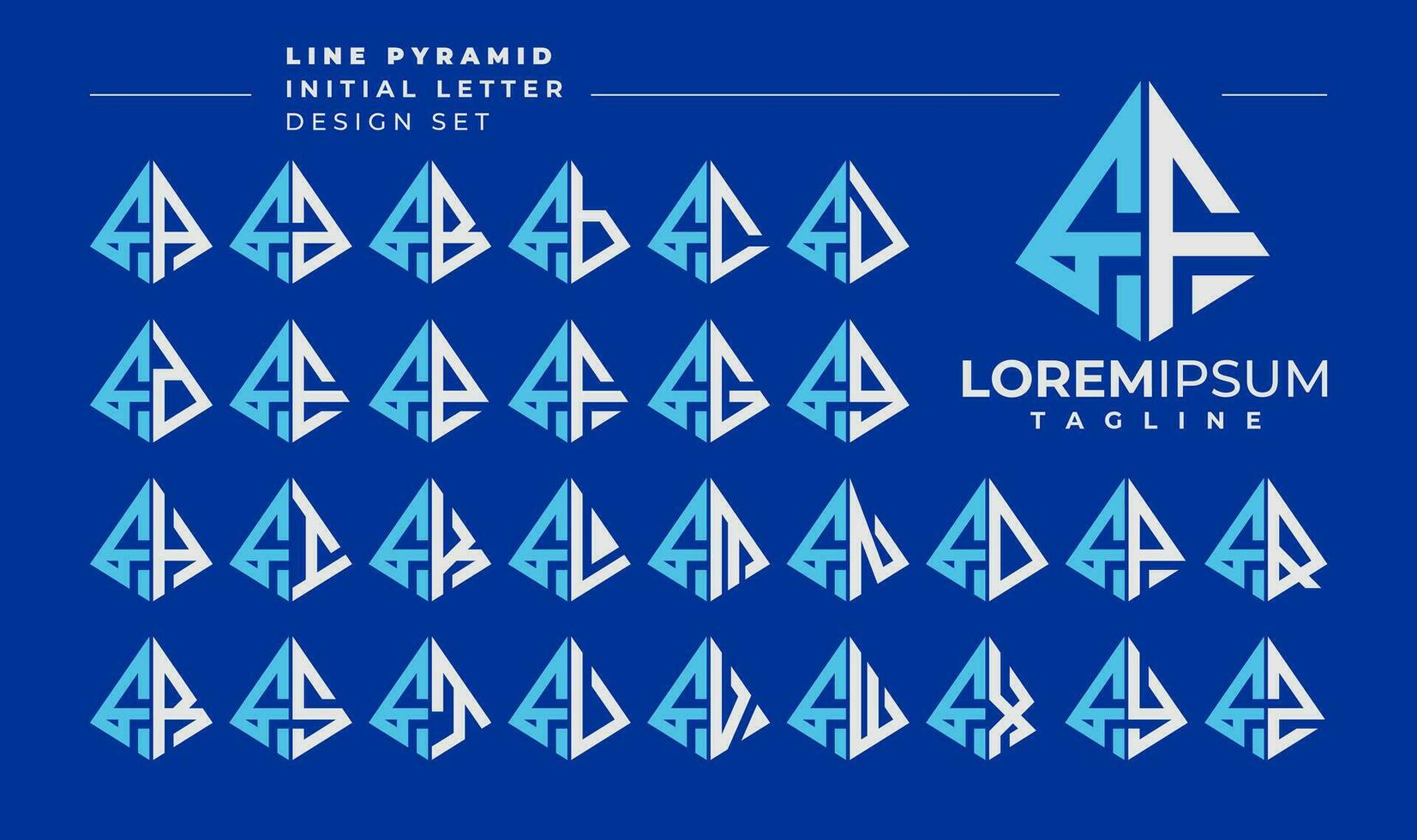 lijn abstract piramide eerste brief f ff logo ontwerp reeks vector