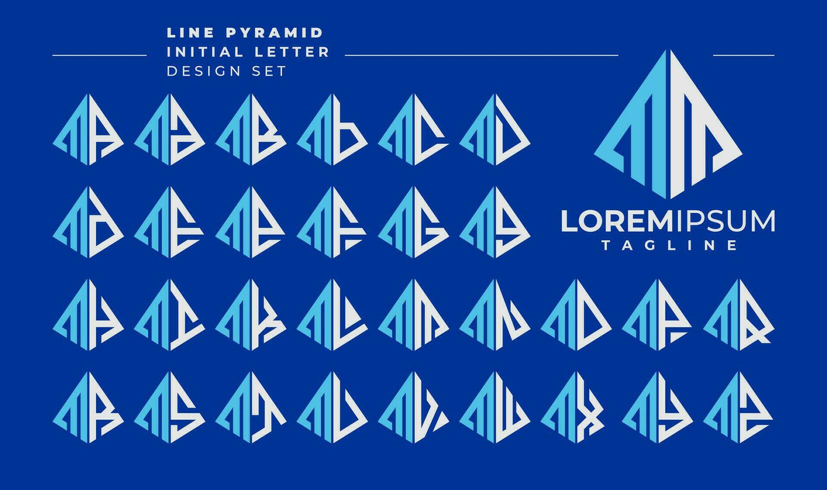 lijn abstract piramide eerste brief m mm logo ontwerp reeks vector